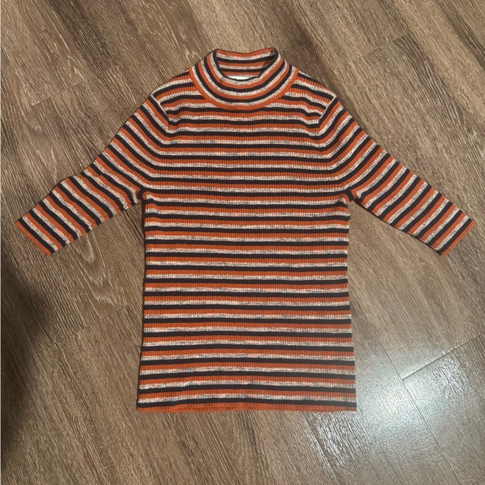 Madewell Dalston Mockneck Sweater Striped Turtleneck Top Size XXS